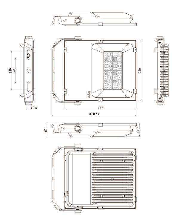 100w 150000lm drawing floodlighitng application