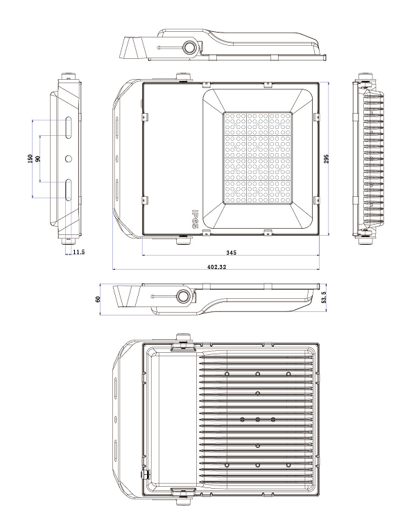 150w 225000lm siab lumen IP65 qhov teeb pom kev zoo applicaiton