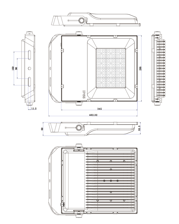 150w 225000lm high lumen IP65 tunnel lighting applicaiton