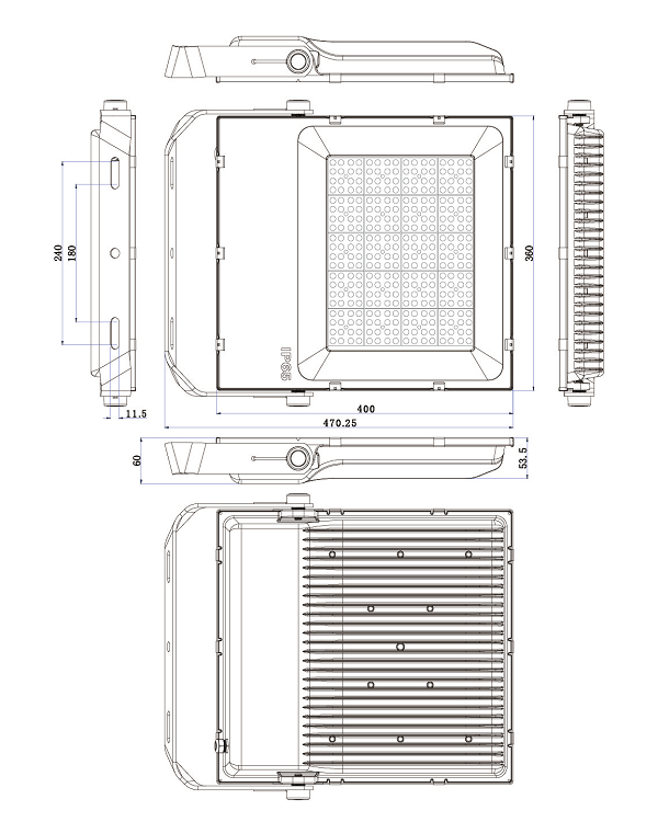 200w 30000lm wallwasher IP65 Aplikasi pencahayaan luar ruangan