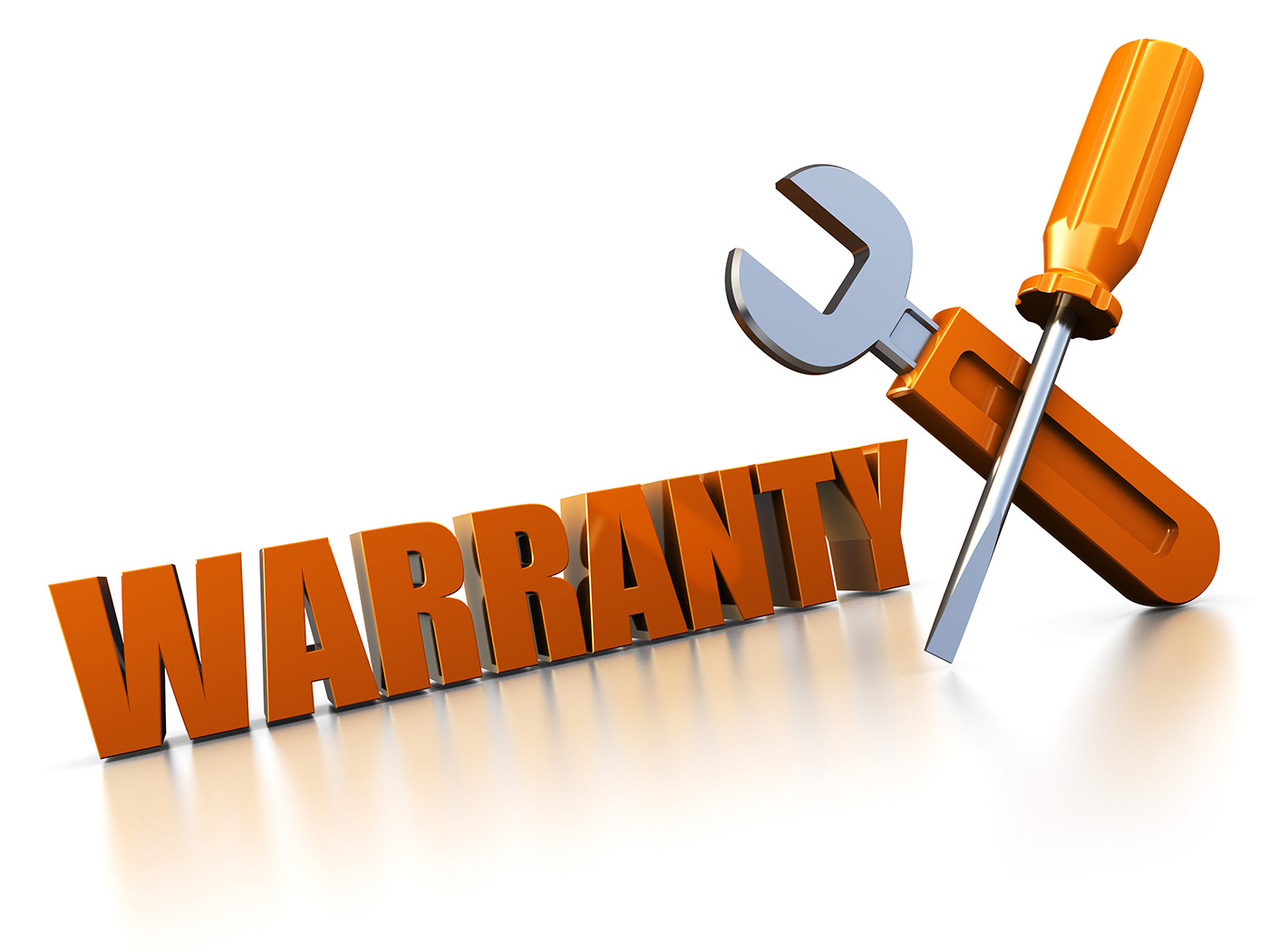 3d na paglalarawan ng warranty sign na may wrench at screwdriver