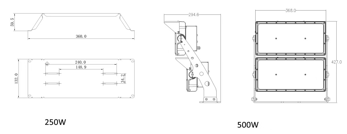 LED stadium high mast light size 2