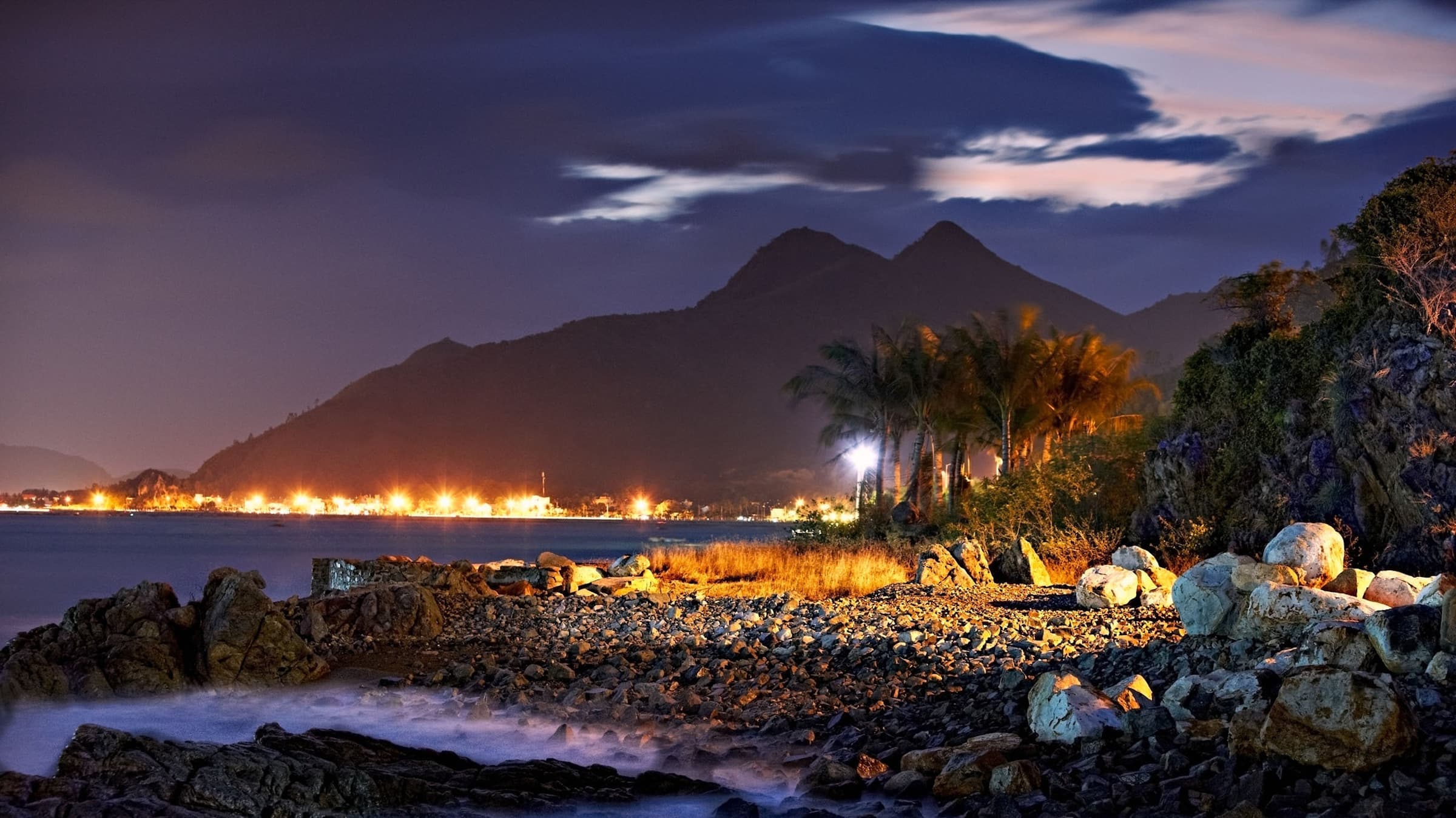 Beach at night of Nha Trang, Vietnam